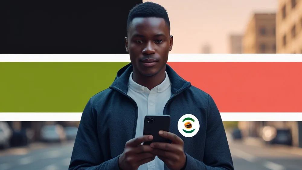 A man on a Johannesburg street checking his phone